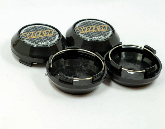 4x64 mm Volk Racing Black Rim Caps, Decals, Badges, Wheel Centers, Hub Caps TE37