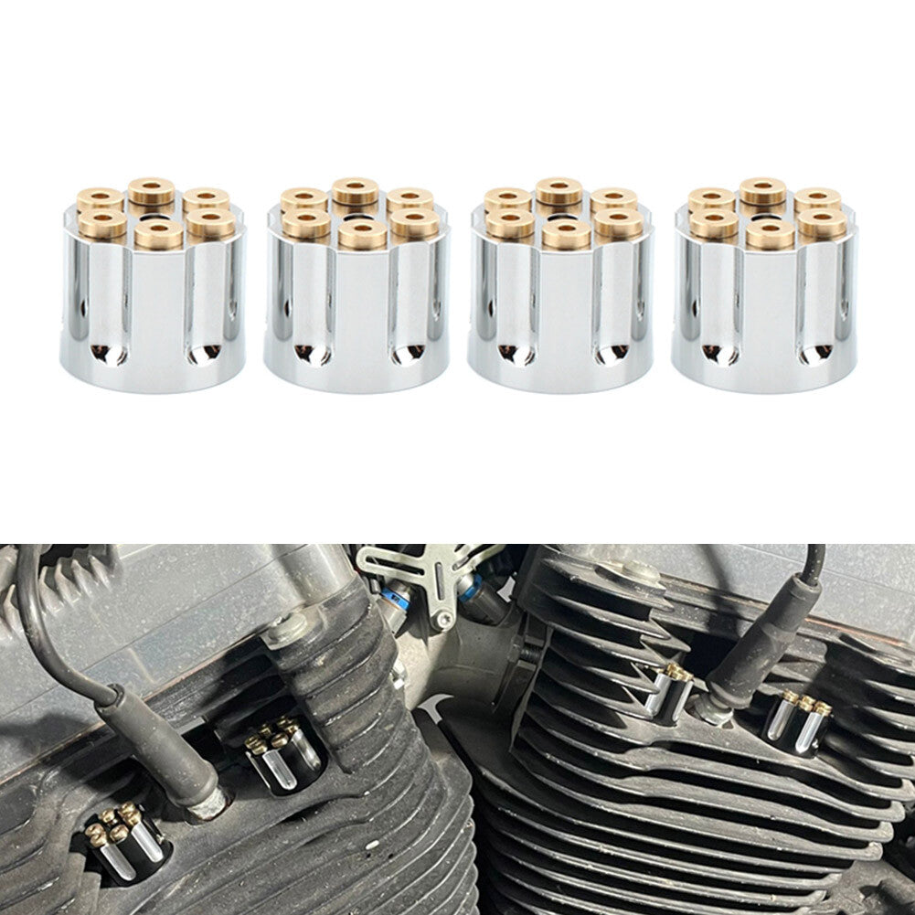 Spark Plug Screw Nut Head Bolt Engine Cover Cap Chrome Fit for Harley Twin Cam 1999+