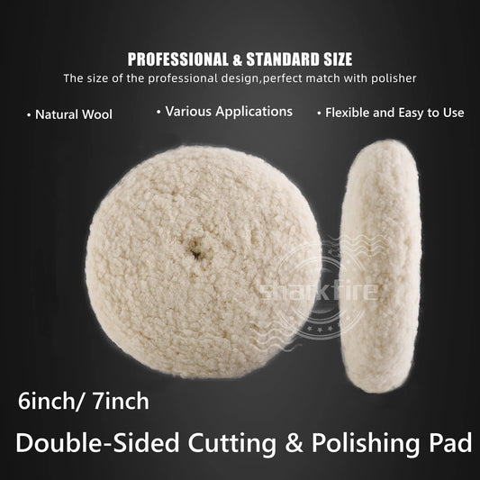 7-inch 6-inch Wool Polishing Pads, Natural Wool, Double-sided Cut Polishing Pads,