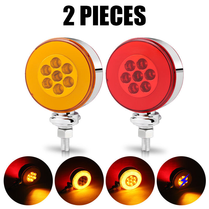 2X 3 Red/Amber LED Dual Face Fender Marker Light Turn Signal Semi Truck Trailer
