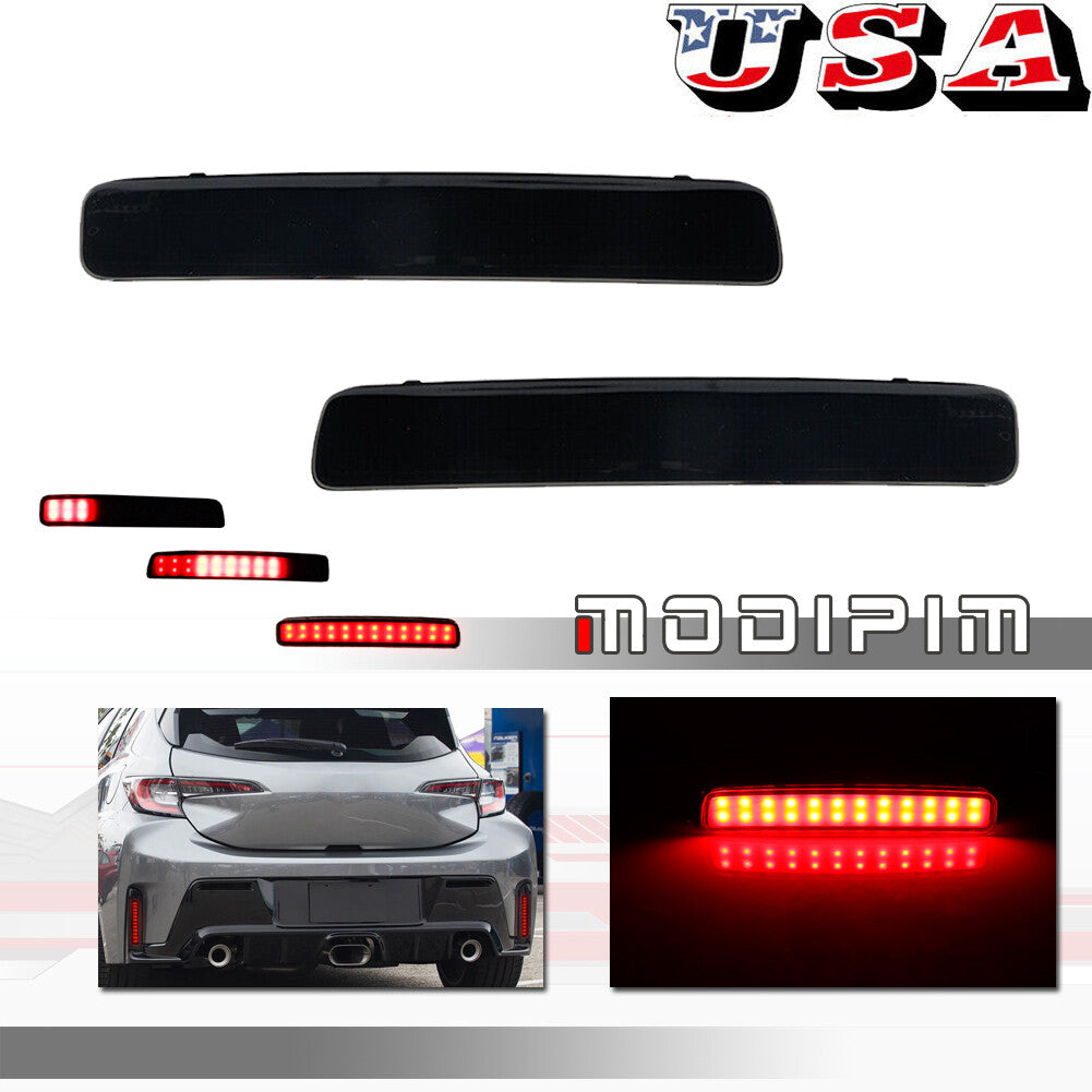 Smoked LED rear bumper reflector brake lights suitable for 2023+ for Toyota GR for Corolla E210