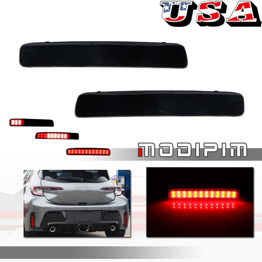 Smoked LED rear bumper reflector brake lights suitable for 2023+ for Toyota GR for Corolla E210