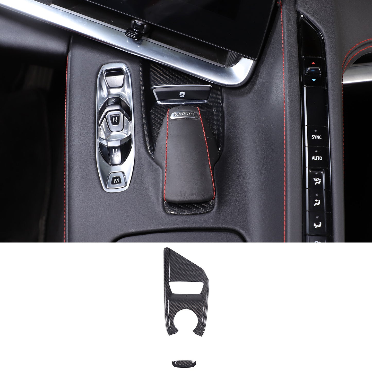 Black Real Carbon Fiber Center Control Button Cover for Corvette C8 2020-2024