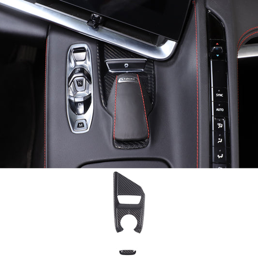 Black Real Carbon Fiber Center Control Button Cover for Corvette C8 2020-2024