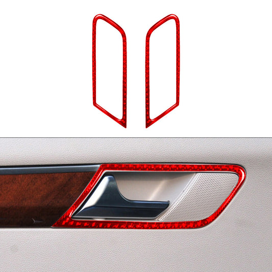 2X Red Carbon Fiber Rear Door Handle Trim for Mercedes R-Class 2009-2012