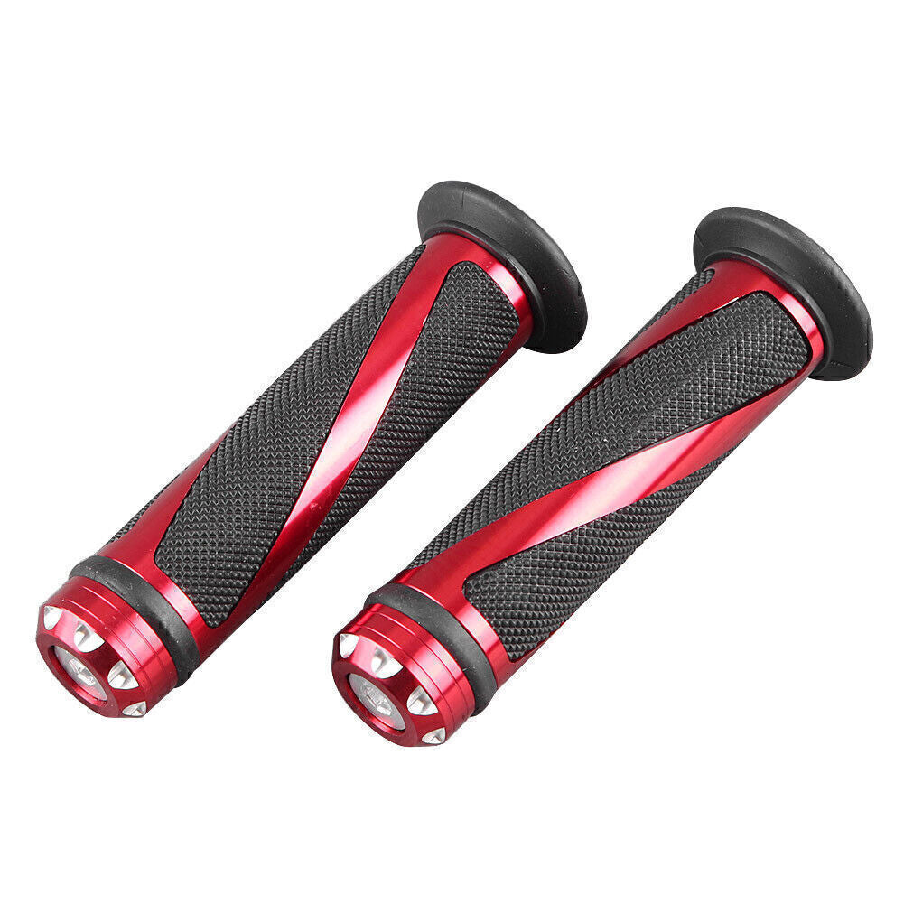 7/8 Standard Gel Rubber Hand Grips Handle Bars Black Red Motorcycle Red