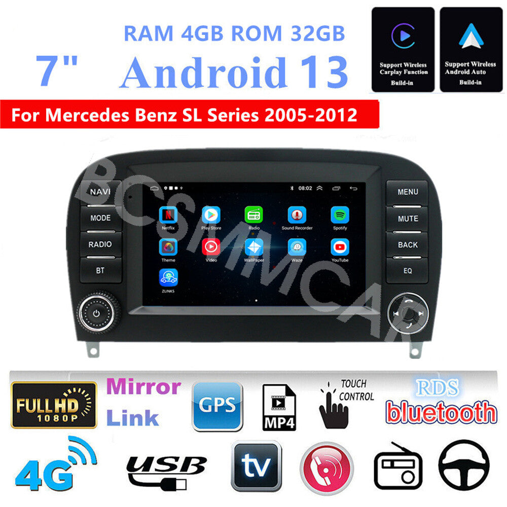 7in Touch Screen Car Stereo Radio Cam Fit For 2005 for Mercedes Benz SL R230 SL350