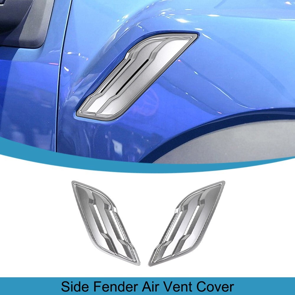Silver Side Fender Air Vent Outlet Cover Panel Trim for Ford F150 2015-2020