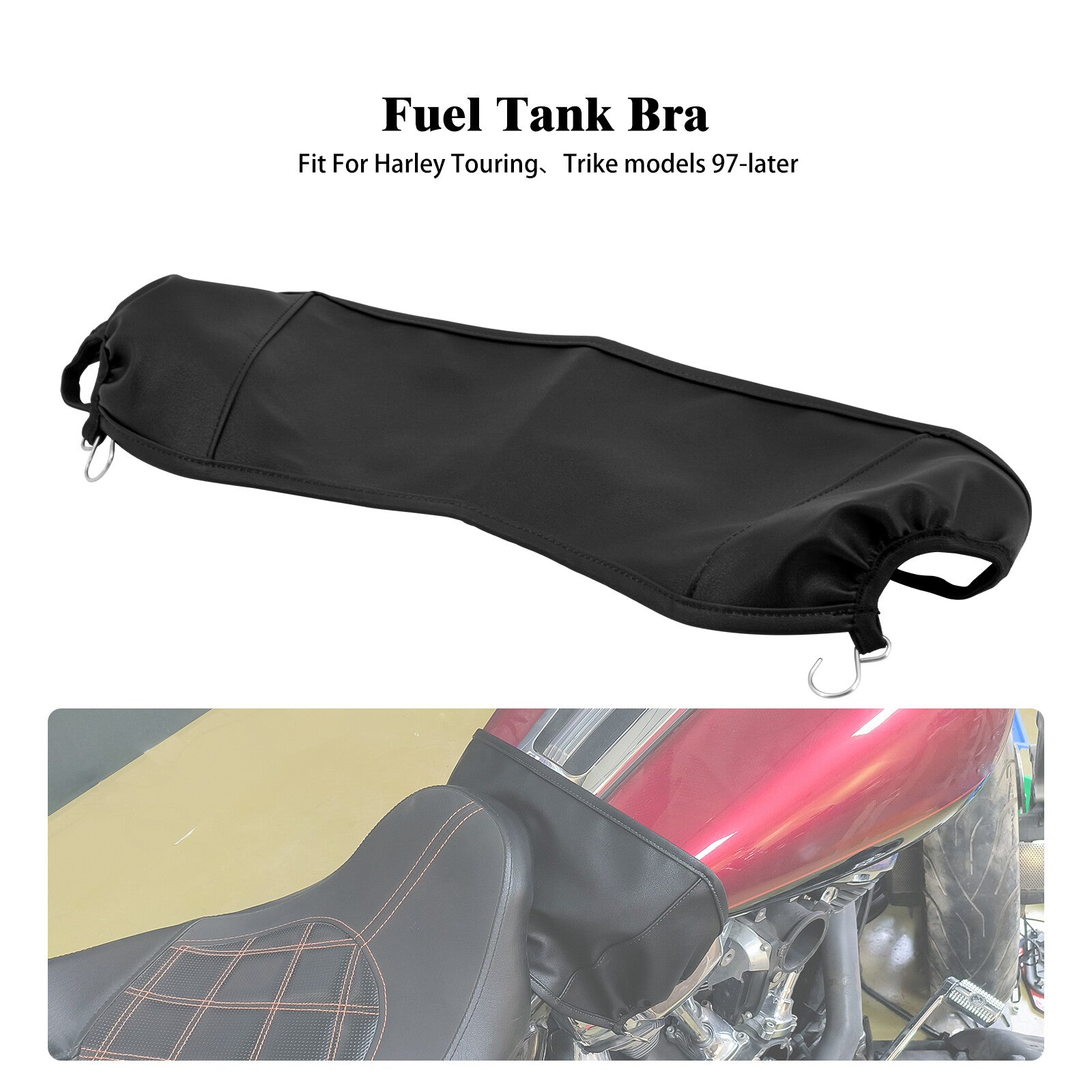Black Fuel Tank Bra Protector Shield for Harley Electra Road Trike Glide 97-2022