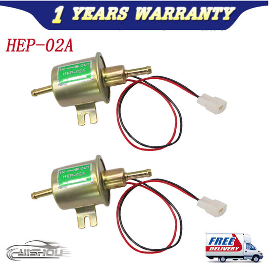 12V HEP-02A 2Pcs Universal Inline Low Pressure Electric Fuel Pump For Gas Diesel