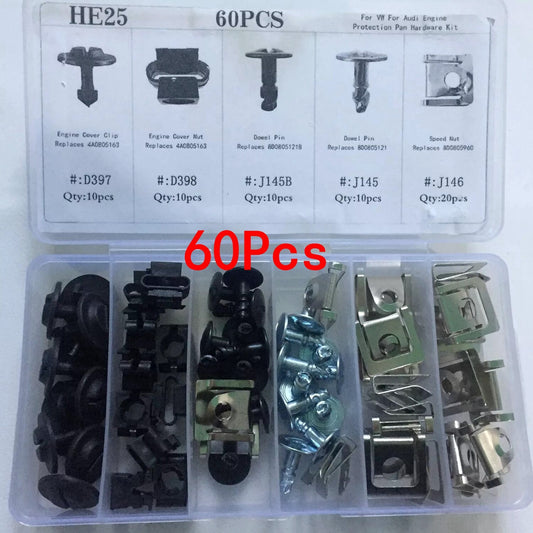 60x Engine Protection Pan Hardware Kit Pin Clip Nut for Audi A4 S4 for VW for Passat