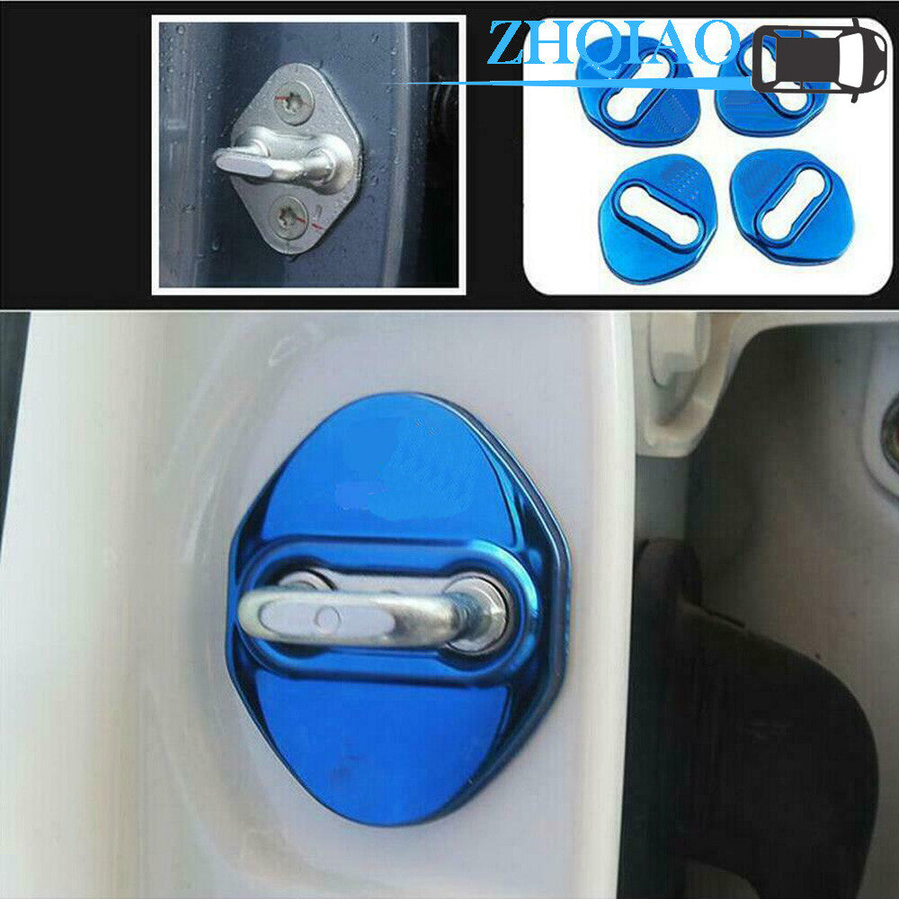 4pc Blue Stainless Steel Car Door Lock Buckle Cover Trim Fit for Toyota for Corolla 2020