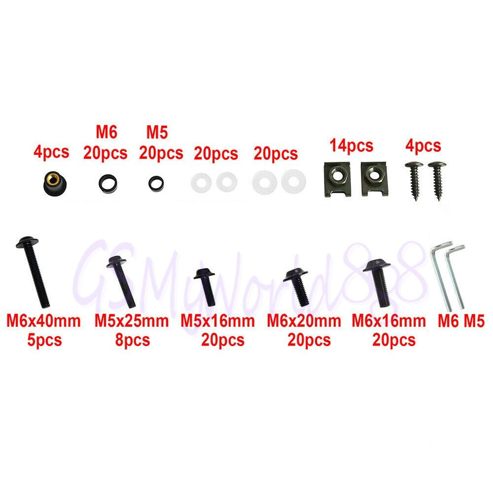 fit for 177pcs/box Windscreen Screws Colorful Fasteners Set Fairing Bolt Kit