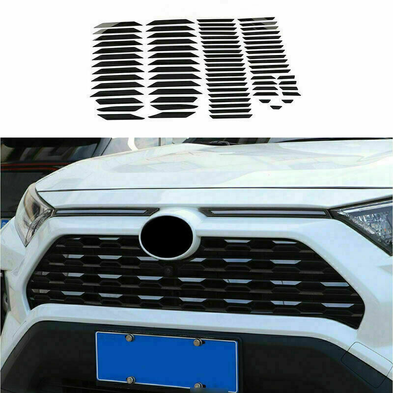 for Toyota RAV4 2019-2022 Glossy Black Front Hood Grill Grille Trim Strips 1Set