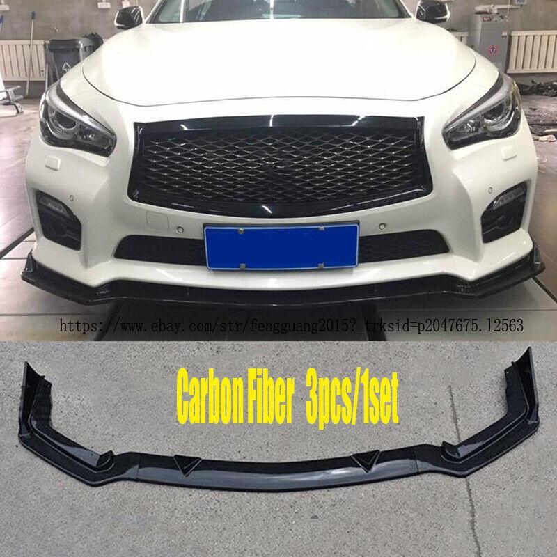 Carbon fiber Front Bumper Lip Spoiler Cover For 2014-17 for Infiniti Q50 sport 3pcs