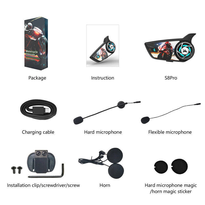 Bluetooth Motorcycle Helmet Headset Intercom Walkie Headset Speaker Earphone Kit