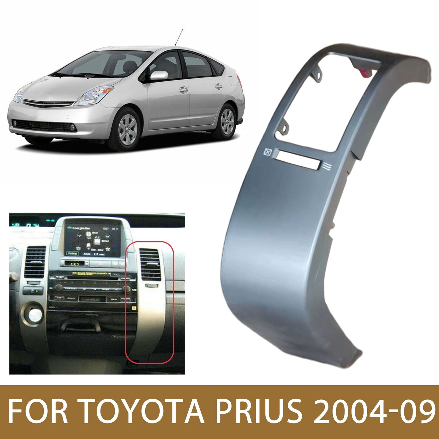 Suitable for Toyota Prius 04-09, right-side center air conditioning dashboard vent trim border panel AT