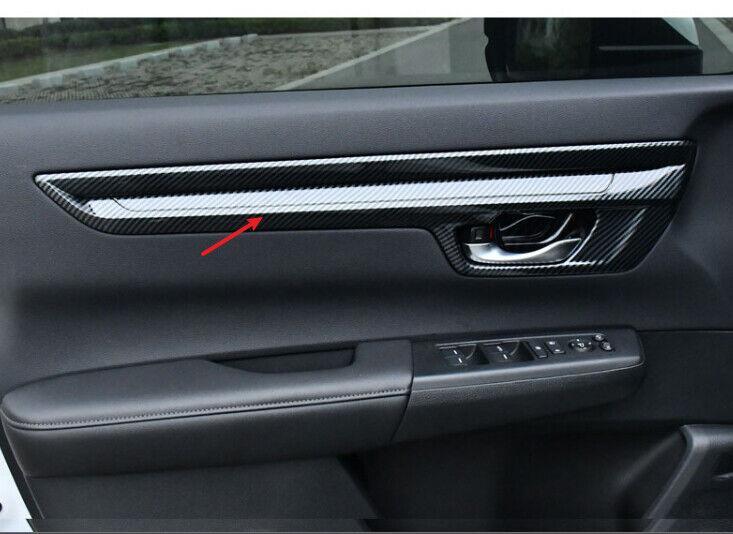 for Honda CR-V CRV 2023-2024 Carbon Fiber Steel Inner Door Panel Cover Trim 4pcs