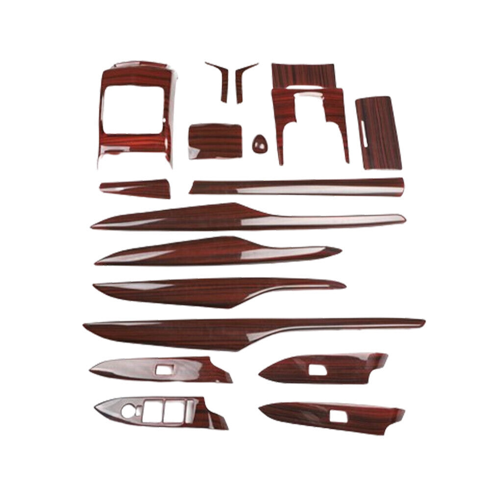 for Cadillac XTS 2013-17 Red Wood Grain Interior Full Decoration Kit Cover Trim