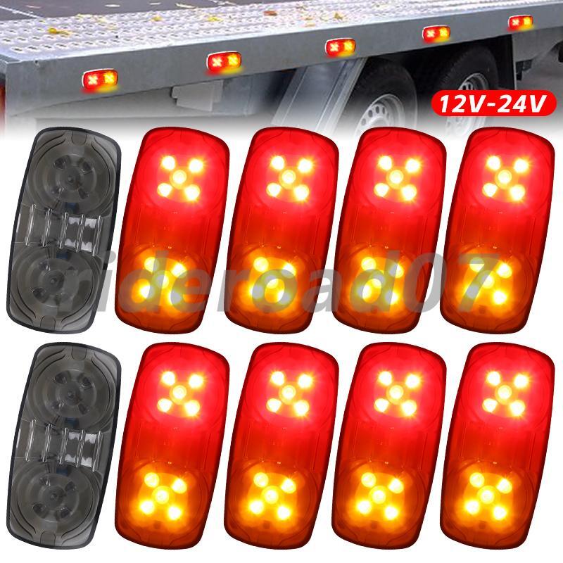 10x Red+Amber LED Side Marker Lights Clearance RV Camper Trailer Truck