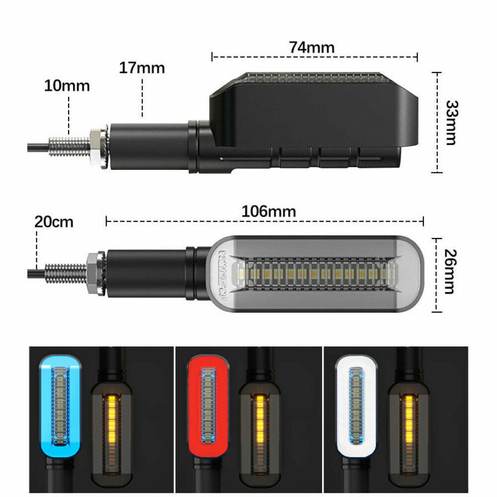 2x motorcycle LED indicator running effect running light 12V e-tested quad ATV scooter
