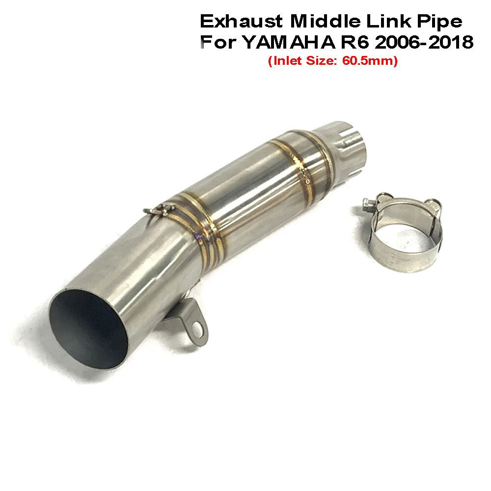 for YAMAHA YZF-R6 2006-2018 60.5mm Stainless Steel Exhaust Mid Link Pipe Direct Fit