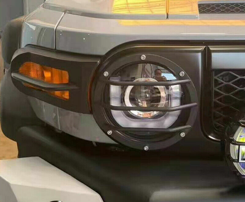 Black Steel Front Headlight Guards Cover Trim for Toyota FJ Cruiser 2006-2021