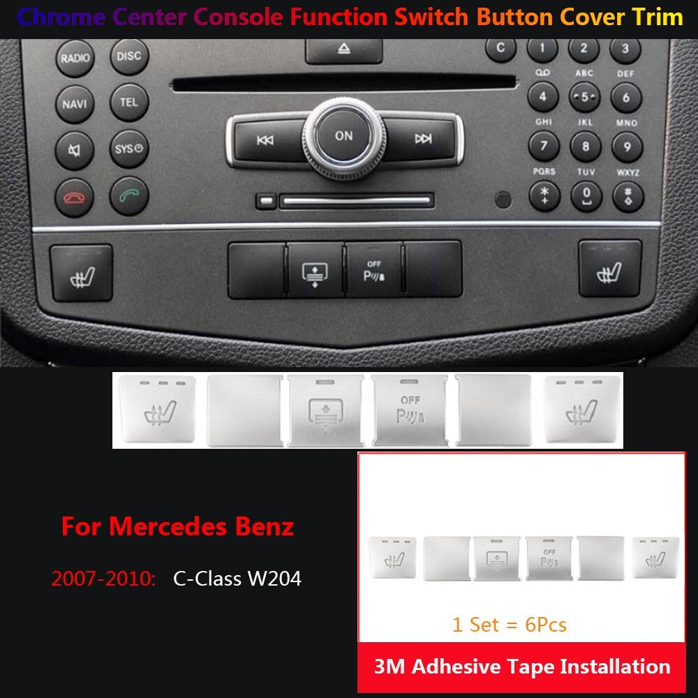 6 x for Mercedes-Benz W204 Center Console for Seat Heater Function Switch Cover Trim