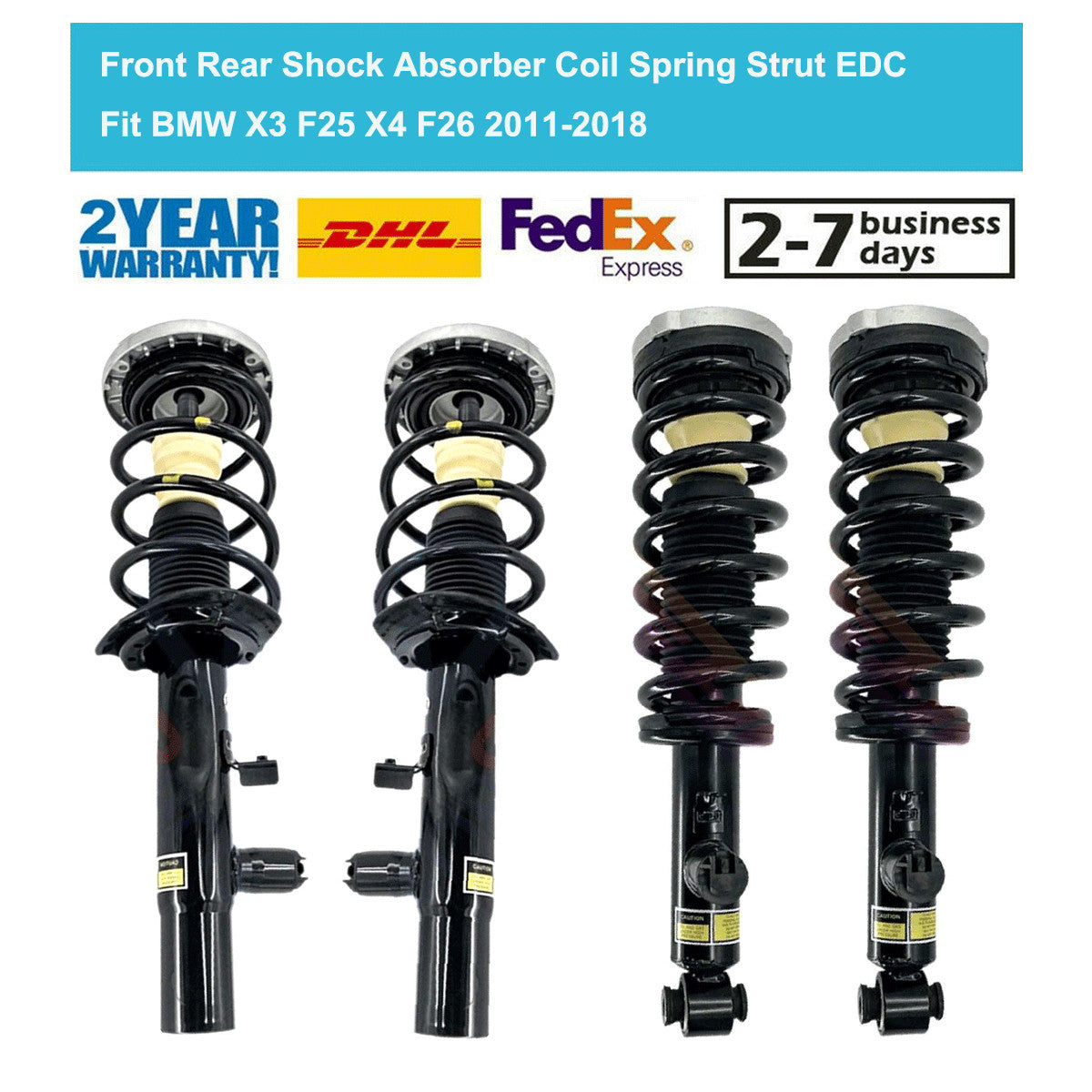 4xFront Rear Shock Coil Spring Struts Assembly EDC Fit for BMW X3 F25 X4 F26 2011-18