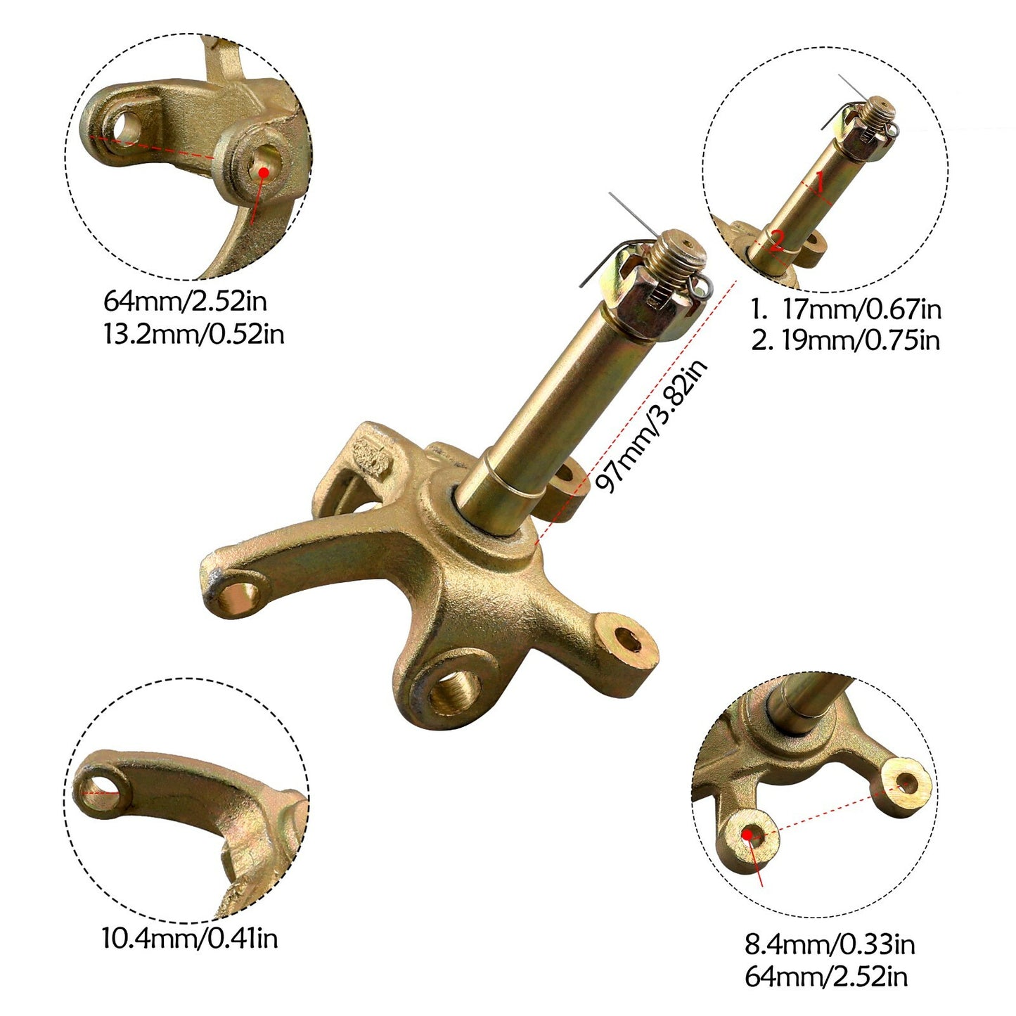 Steering joint suitable for 110cc, 150cc, 200cc, and 250cc 4-wheeler Go Kart UTV all-terrain vehicles/bicycles.