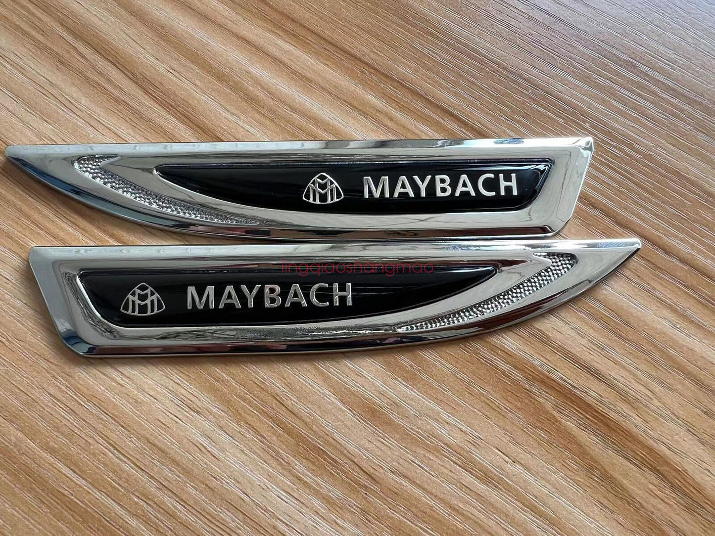 2-Piece Chrome 3D for Maybach Letter Fender Badge Metal for Mercedes-Benz