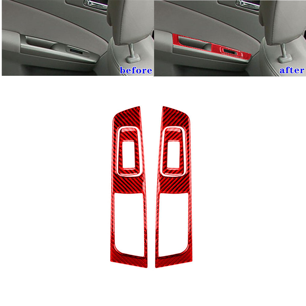 4x Red Carbon Fiber Rear Window Control Cover Trim for Subaru Forester 2009-2013