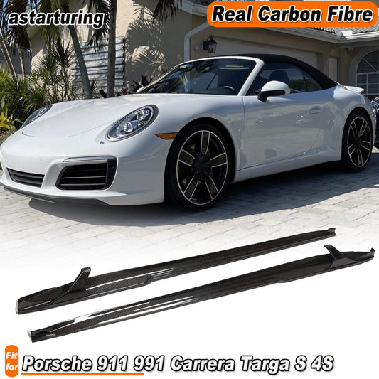 for Porsche 911 991 Carrera Targa S 4S Dry Carbon Fiber Side Skirt Extension Lip