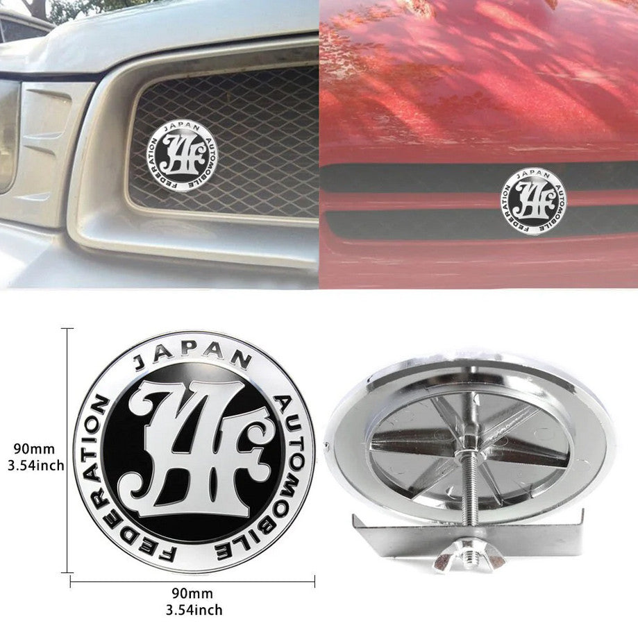 The car grille front badge, Japan Automobile Federation, black, is applicable to for Nissan .