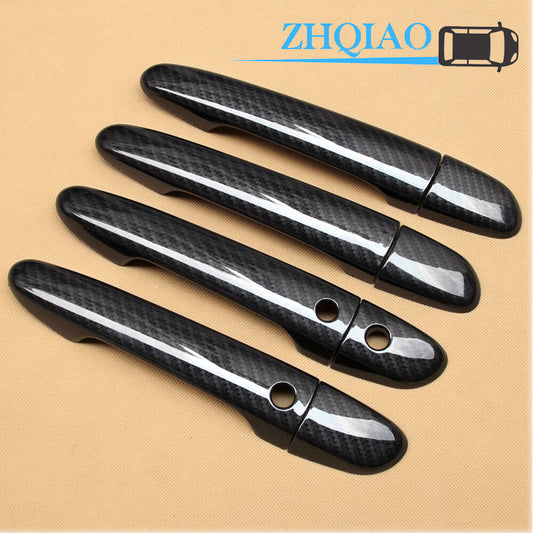 Carbon Fiber Side Door Handle Covers Trim Fit for Mazda 2 15-18