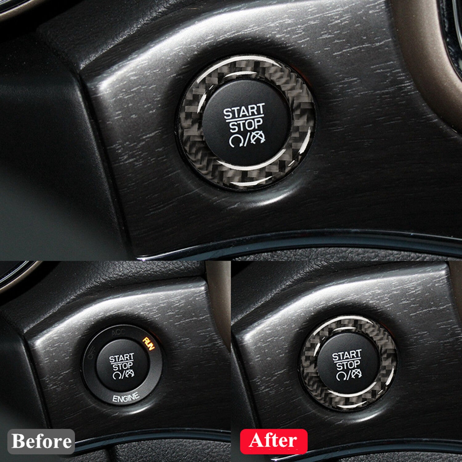 for Jeep Grand Cherokee 2011-2023 Engine Start Stop Button Trim Carbon Fiber x1