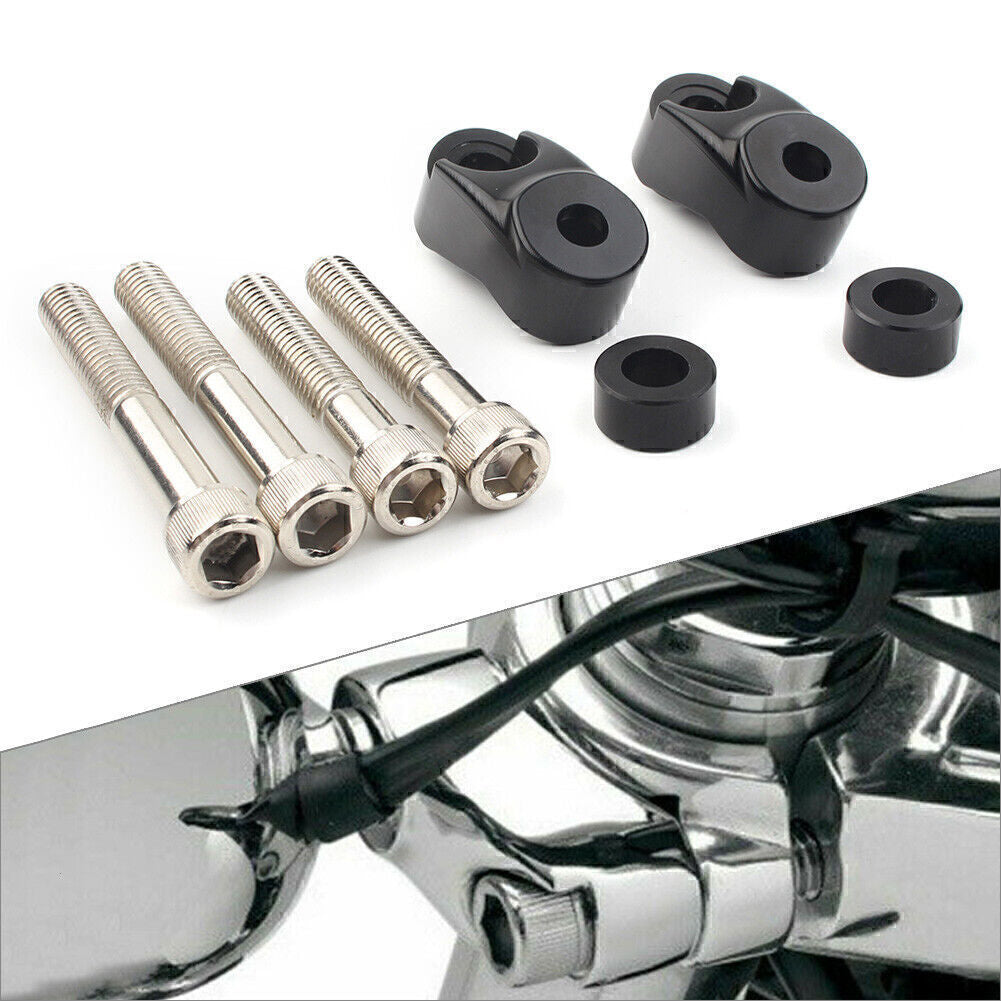 for Harley FXR Dyna Black/Chrome Front Turn Signal Mount Bracket Relocation Kit