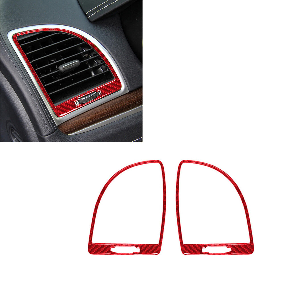 Two-pack of red carbon fiber interior protective covers for Chrysler 300 (2015-2022)