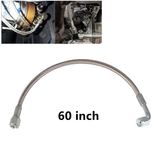 Turbine oil feed line 60-inch steel braided PTFE line 4AN 90° straight hose end PTFE