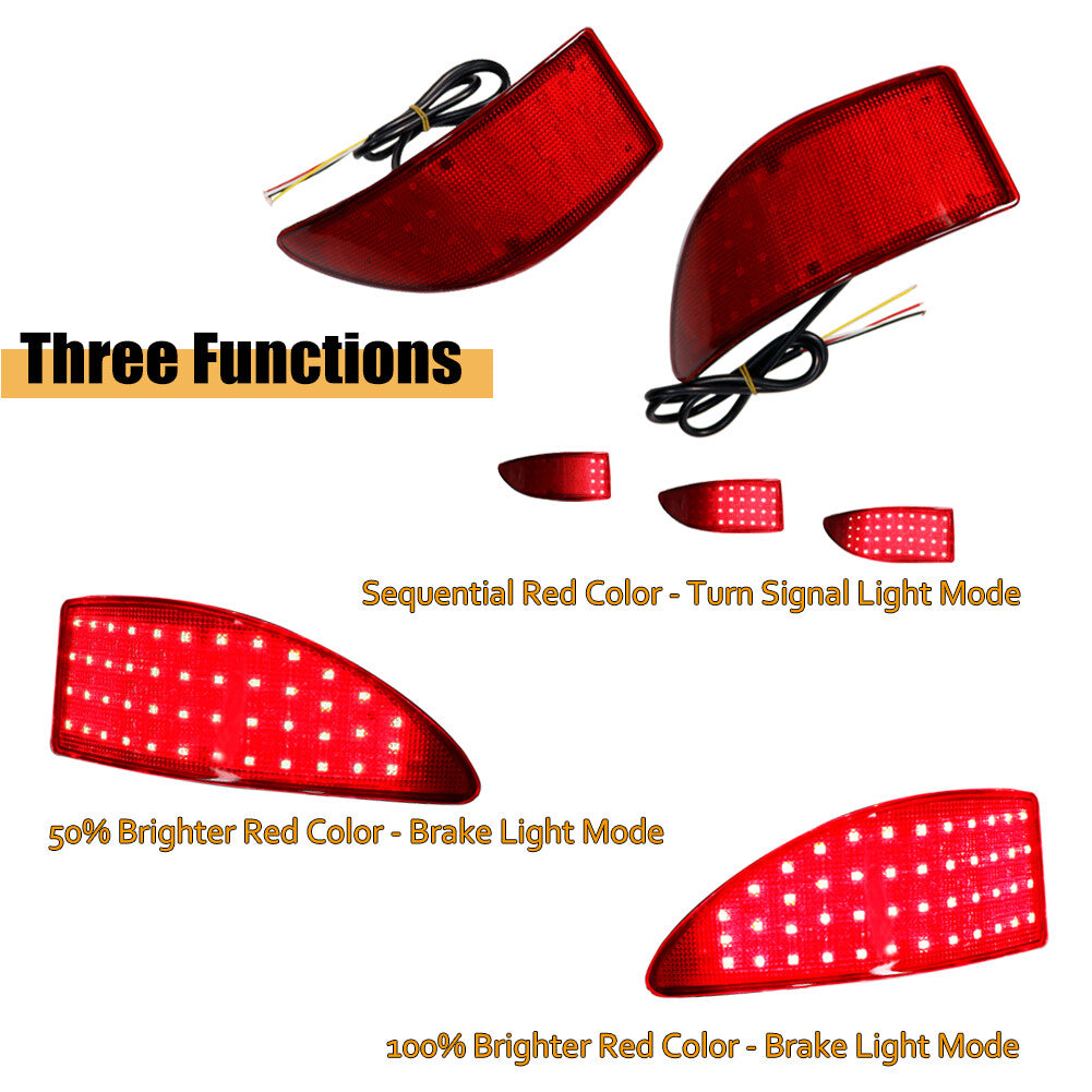 2-Pack Red Lens LED Bumper Reflector Rear Lights for 06-13 Gen2 for Lexus IS250 IS350