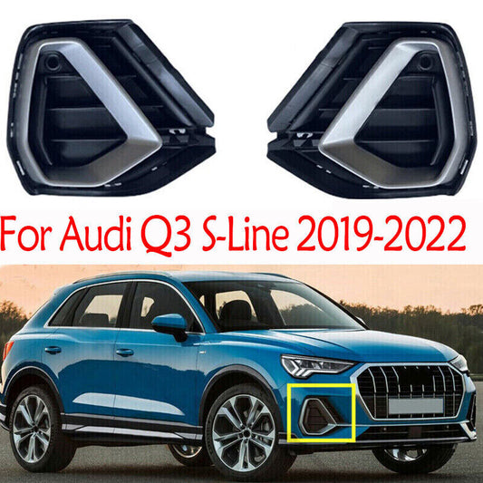 for Audi Q3 S-Line 2019-2022 Plating Front Bumper Fog Light Lamp Grille Cover