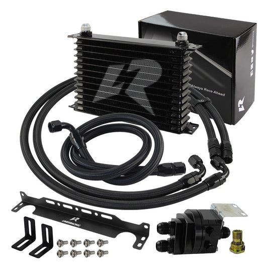 13 Row AN10 Oil cooler Trust w/Bracket+Filter Relocation Adapter Hose Kit Black