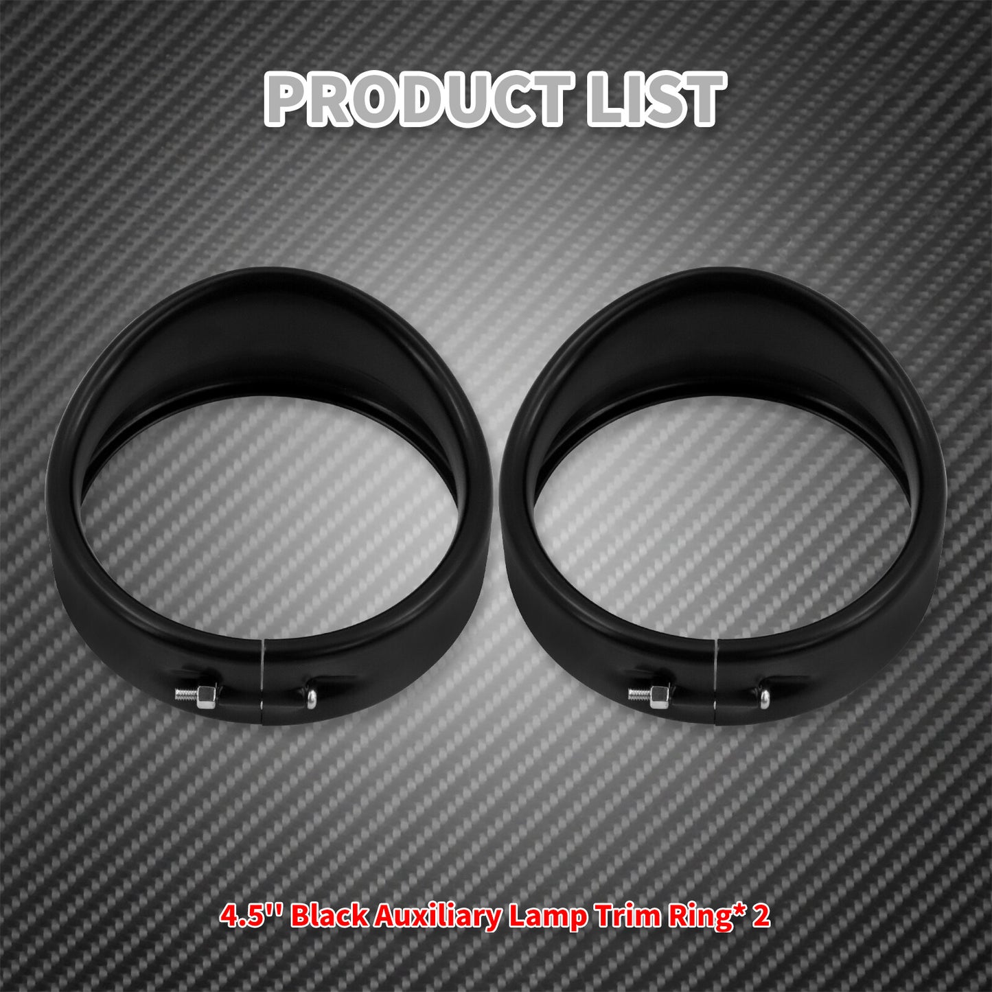 4-1/2 4.5 Auxiliary light Visor Ring Fit for Harley Touring Road Softail Black
