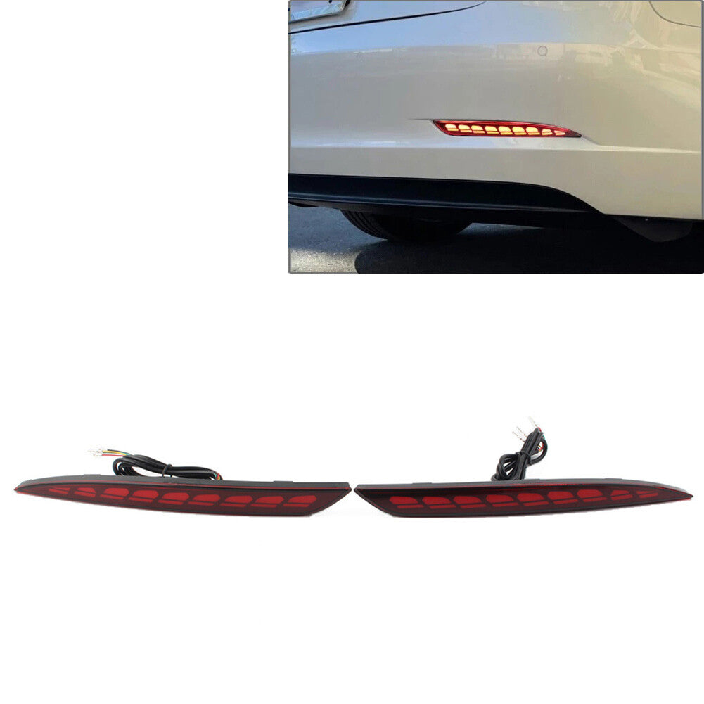 for Tesla Model 3 Dragon Scale Style Rear Bumper Fog Light Brake Lamp Reflector