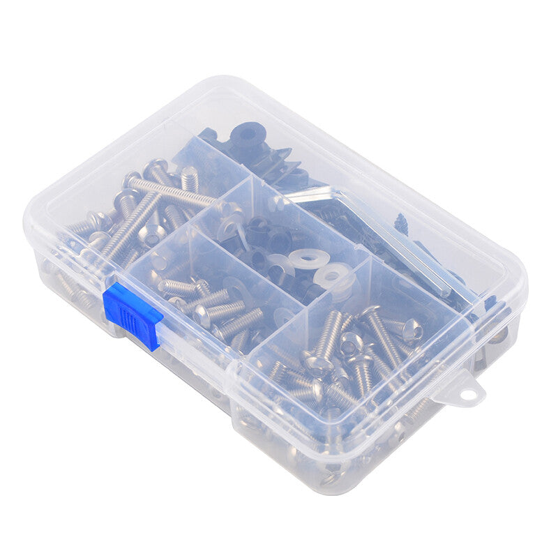 Stainless steel motorcycle body straightener bolts and screws with pointed top speed clips, 155 pieces