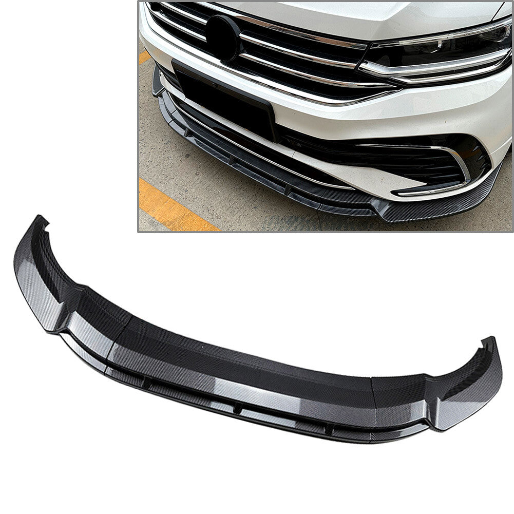 Front Bumper Spoiler Lip Carbon Fiber Black for Volkswagen for Tiguan Rline 2021-23