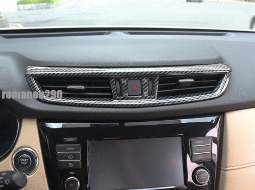 for Nissan Rogue 2014-2020 Carbon Fiber ABS Dashboard Air Outlet Cover Trim 5P