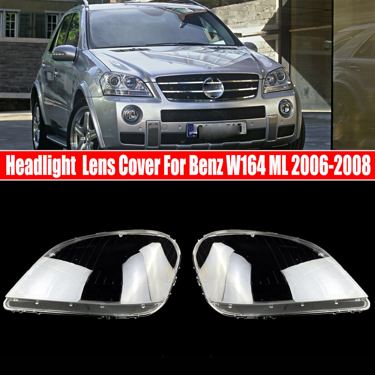 2¡Á F¨¹r for Mercedes-Benz W164 ML500 2006-2008 Scheinwerferglas Abdeckung L+R NEU