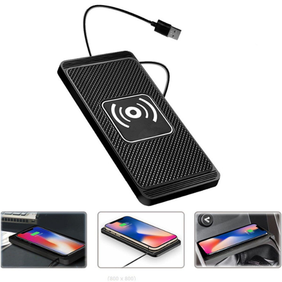 10W Car Wireless Phone Charger Pad Fast Charge Mat Non-slip For Apple iPhone