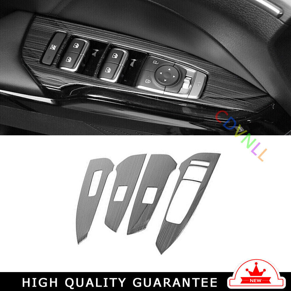 Car Glass Window Lifting Lock Panel Trim 4 for Kia K5 2021-2022 Black Titanium